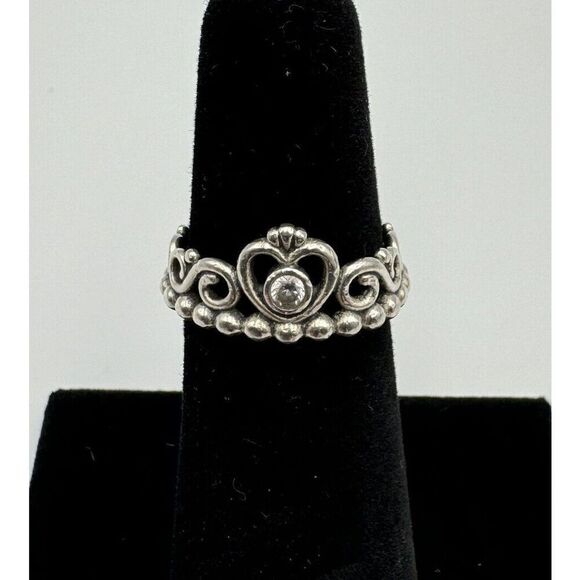 Pandora Sterling Silver CZ My Princess Heart Tiara Crown Ring ALE 925 Sz 5‎ READ - Picture 1 of 13